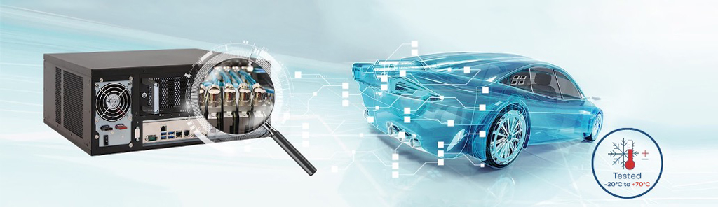 Graphic depicts how data collection module uses Solidigm QLC SSD to collect date from autonomous vehicle sensors.